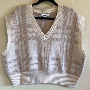 William Rast Sweater Vest Sz. XL Cream/Rose Plaid NWOT